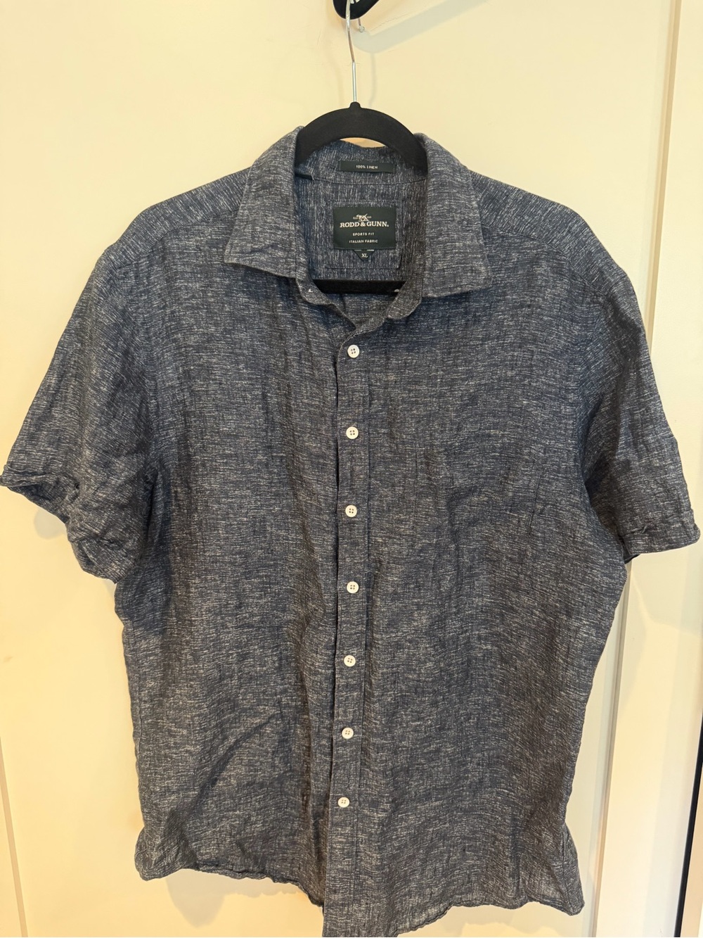 Men’s XL Rodd & Gunn Short Sleeve Button-Down Shirt in Navy Heather